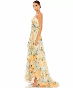 Ieena For Mac Duggal Ruffled Asymmetrical Hem Strapless Gown 6 Ieena For Mac Duggal Ruffled Asymmetrical Hem Strapless Gown