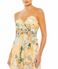 Ieena For Mac Duggal Ruffled Asymmetrical Hem Strapless Gown 7 Ieena For Mac Duggal Ruffled Asymmetrical Hem Strapless Gown