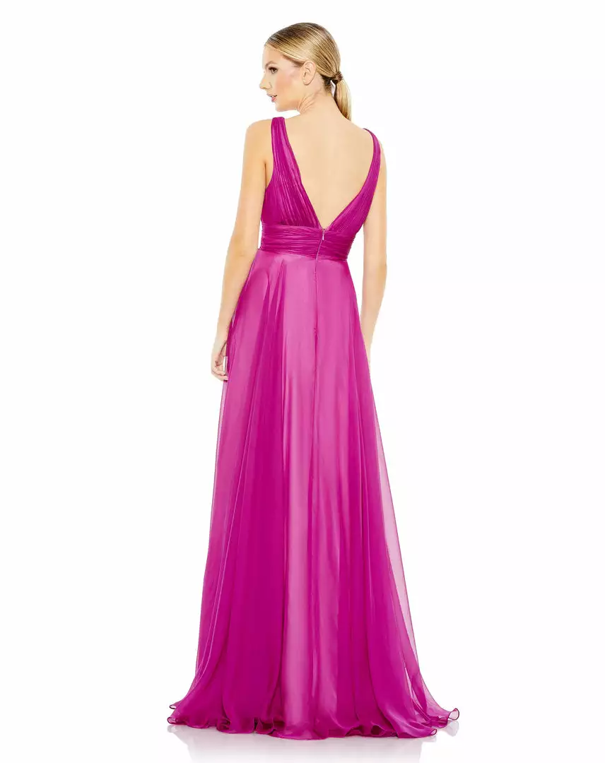Ieena For Mac Duggal New Arrivals Draped Sleeveless V Neck Flowy Gown 2 Ieena For Mac Duggal New Arrivals Draped Sleeveless V Neck Flowy Gown