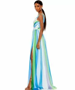 Mac Duggal Striped Multi Sleeveless Gown Shop For