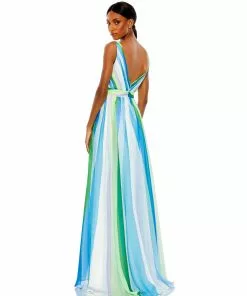 Mac Duggal Striped Multi Sleeveless Gown Shop For