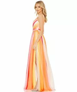 Mac Duggal Striped Multi Sleeveless Gown Shop For