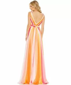 Mac Duggal Striped Multi Sleeveless Gown Shop For