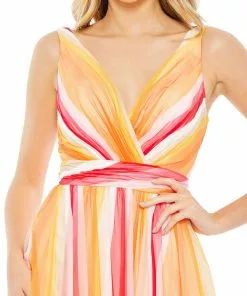 Mac Duggal Striped Multi Sleeveless Gown Shop For