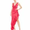 Ieena For Mac Duggal Shop For Asymmetrical Ruffled Hem V Neck Dress