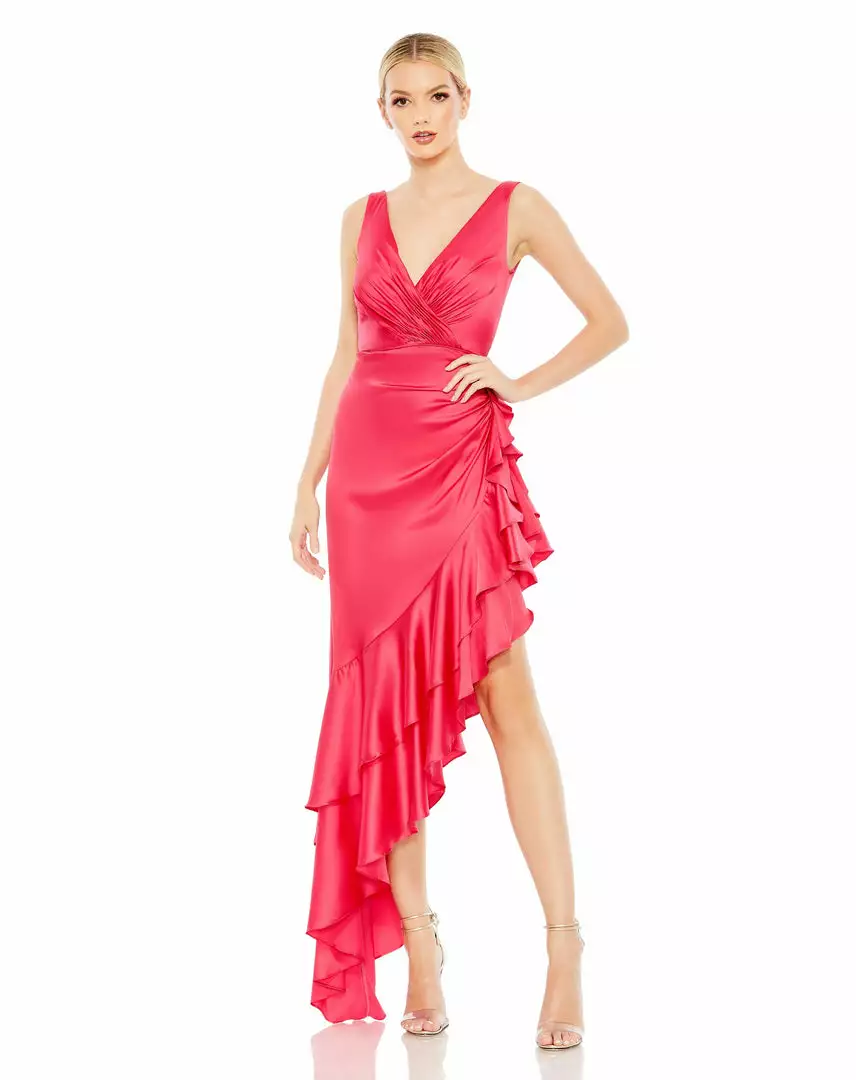 Ieena For Mac Duggal Shop For Asymmetrical Ruffled Hem V Neck Dress 1 Ieena For Mac Duggal Shop For Asymmetrical Ruffled Hem V Neck Dress