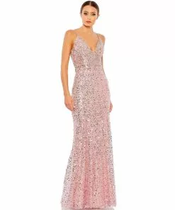 Mac Duggal Shop For Embellished Plunge Neck Sleeveless Trumpet Gown