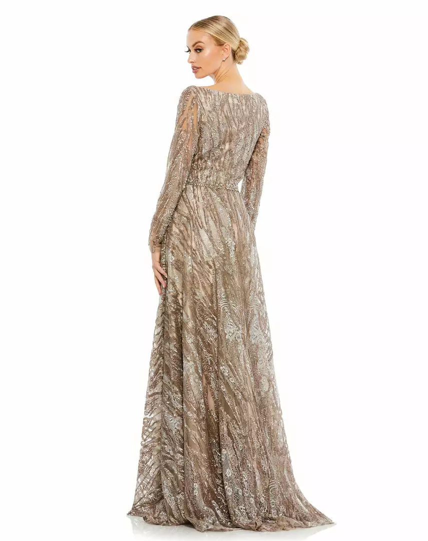 Mac Duggal Embellished Long Sleeve Sequin Lace Gown 2 Mac Duggal Embellished Long Sleeve Sequin Lace Gown