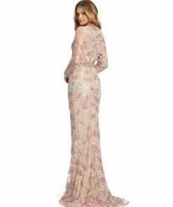 Mac Duggal Floral Applique Trumpet Gown