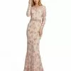 Mac Duggal Floral Applique Trumpet Gown