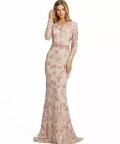 Mac Duggal Floral Applique Trumpet Gown