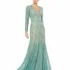 Mac Duggal Long Sleeve Embellished Trumpet Gown Shop For