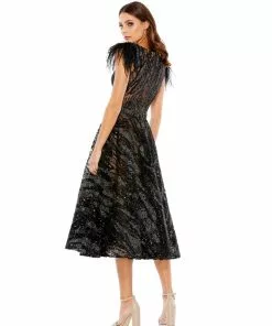 Mac Duggal Embellished Feather Cap Sleeve Cocktail Dress Shop For