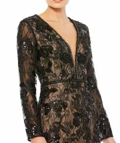 Mac Duggal Embellished Long Sleeve Plunge Neck Trumpet Gown Shop For 5 Mac Duggal Embellished Long Sleeve Plunge Neck Trumpet Gown Shop For