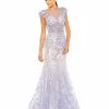 Mac Duggal Embellished Cap Sleeve Cowl Neck Trumpet Gown