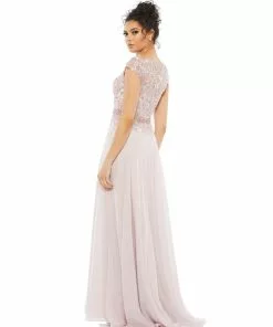 Mac Duggal Embellished Cap Sleeve Bodice Flowy Gown Shop For