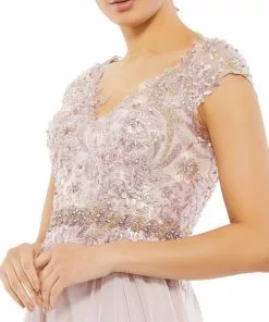 Mac Duggal Embellished Cap Sleeve Bodice Flowy Gown Shop For