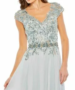 Mac Duggal Embellished Cap Sleeve Bodice Flowy Gown Shop For