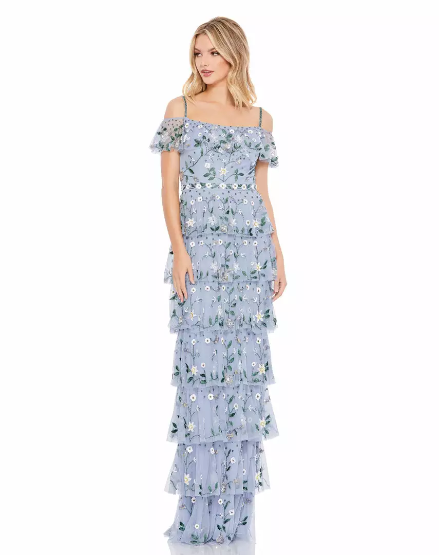 Mac Duggal Layered Floral Embellished Maxi Dress Shop For 1 Mac Duggal Layered Floral Embellished Maxi Dress Shop For