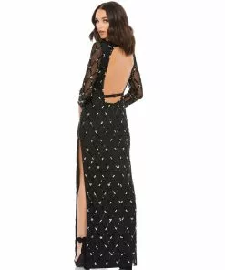 Mac Duggal Lattice Sequined Gown