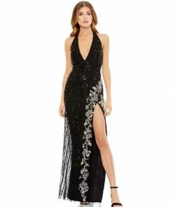 Mac Duggal Shop For Floral Applique Open Back Gown
