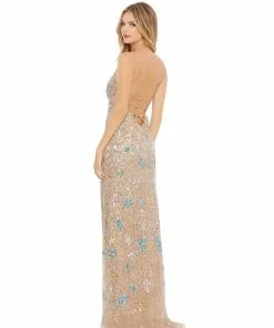 Mac Duggal Floral Sequin Gown With Strappy Back Shop For