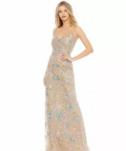 Mac Duggal Floral Sequin Gown With Strappy Back Shop For