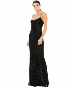 Mac Duggal Shop For Fully Beaded Scoop Neck Gown W/ Rhinestone Neckline