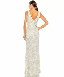Mac Duggal Geometric Embellished V Neck Sleeveless Gown Shop For