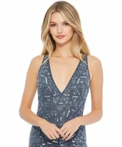 Mac Duggal Geometric Embellished V Neck Sleeveless Gown Shop For 11 Mac Duggal Geometric Embellished V Neck Sleeveless Gown Shop For