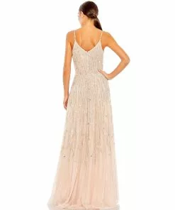 Mac Duggal Embellished Tulle Spaghetti Strap Gown