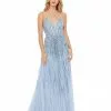 Mac Duggal Embellished Tulle Spaghetti Strap Gown