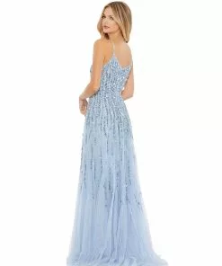 Mac Duggal Embellished Tulle Spaghetti Strap Gown