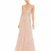 Mac Duggal Sequined Sleeveless Plunge Neck Flowy Gown