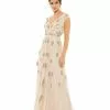 Mac Duggal Embellished Wrap Over Cap Sleeve A-Line Gown Shop For