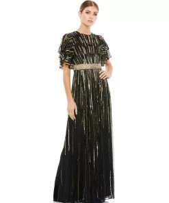 Mac Duggal Embellished Full Length Layered Sleeve Gown Shop For