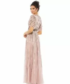 Mac Duggal Embellished Full Length Layered Sleeve Gown Shop For