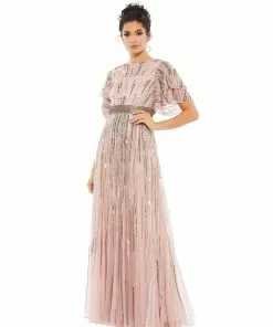 Mac Duggal Embellished Full Length Layered Sleeve Gown Shop For