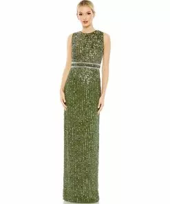 Mac Duggal Sleeveless Sequin Column Gown