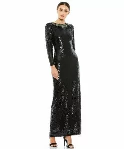 Mac Duggal Shop For Sequined Embellished Collar Gown