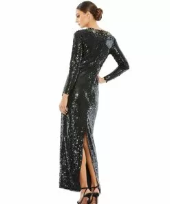 Mac Duggal Shop For Sequined Embellished Collar Gown