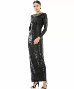 Mac Duggal Shop For Sequined Embellished Collar Gown