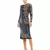 Mac Duggal Shop For Long Sleeve Sequined Floral Beaded Cocktail Dress