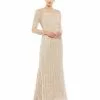 Mac Duggal Sequined Illusion High Neck Long Sleeve Trumpet Gown Shop For