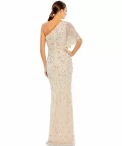 Mac Duggal Shop For Embellished One Shoulder Draped Gown