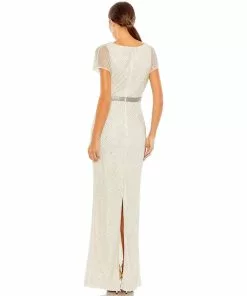 Mac Duggal Beaded Butterfly Sleeve Column Gown 10 Mac Duggal Beaded Butterfly Sleeve Column Gown