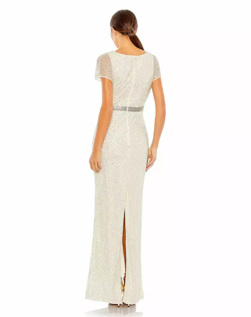 Mac Duggal Beaded Butterfly Sleeve Column Gown 5 Mac Duggal Beaded Butterfly Sleeve Column Gown