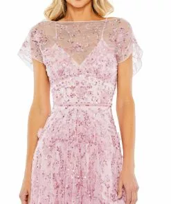 Mac Duggal Shop For Floral Embellished Illusion Cap Sleeve Gown