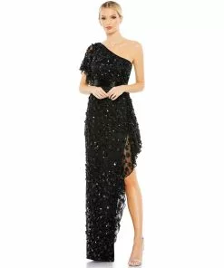 Mac Duggal Asymmetric Beaded One Shoulder Gown 9 Mac Duggal Asymmetric Beaded One Shoulder Gown