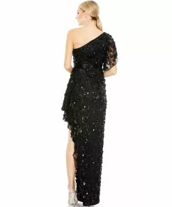 Mac Duggal Asymmetric Beaded One Shoulder Gown 10 Mac Duggal Asymmetric Beaded One Shoulder Gown